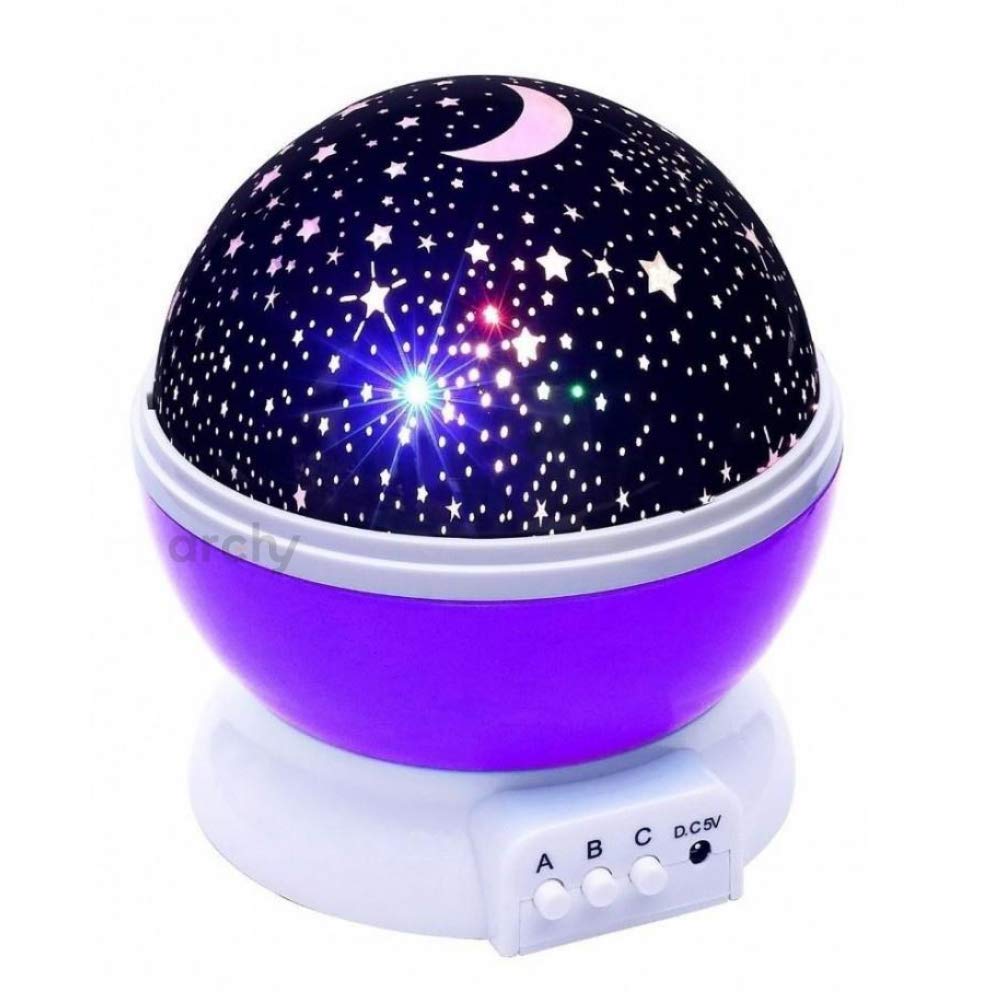 Proyector de Estrellas Giratorio 360° Luz de Noche USB Morado