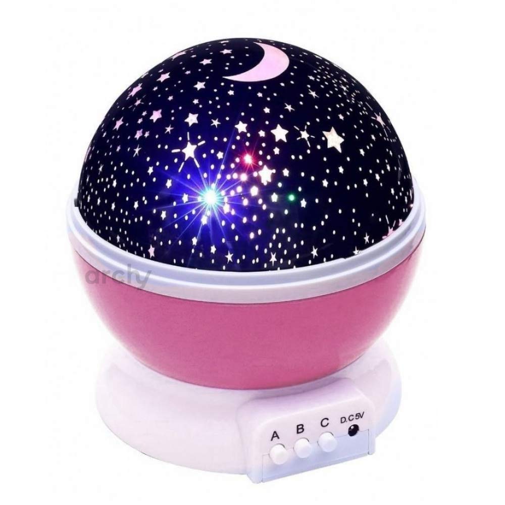 Proyector de Estrellas Giratorio 360° Luz de Noche USB Rosa