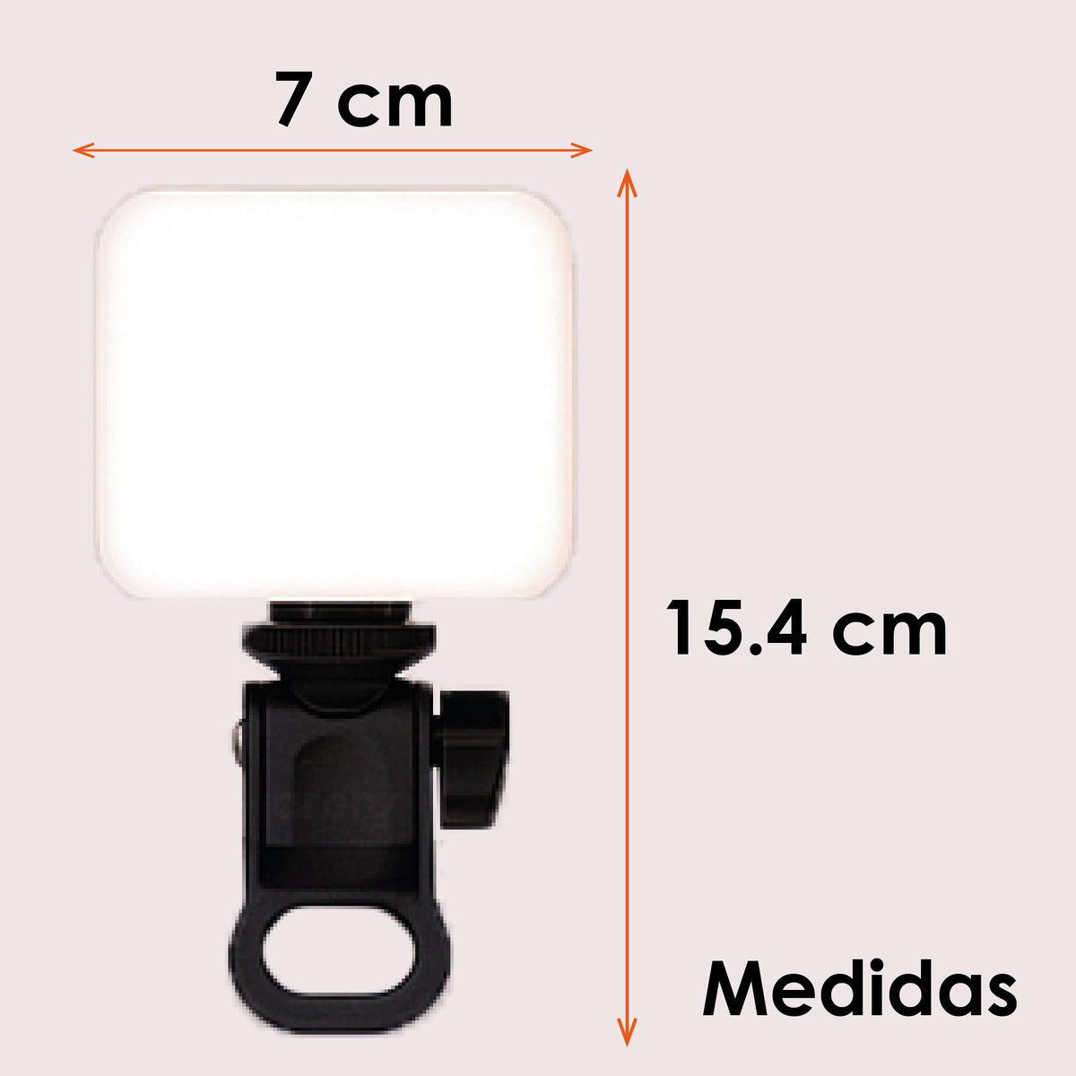 Luz LED para Celular con Clip y Zapata para Cámara