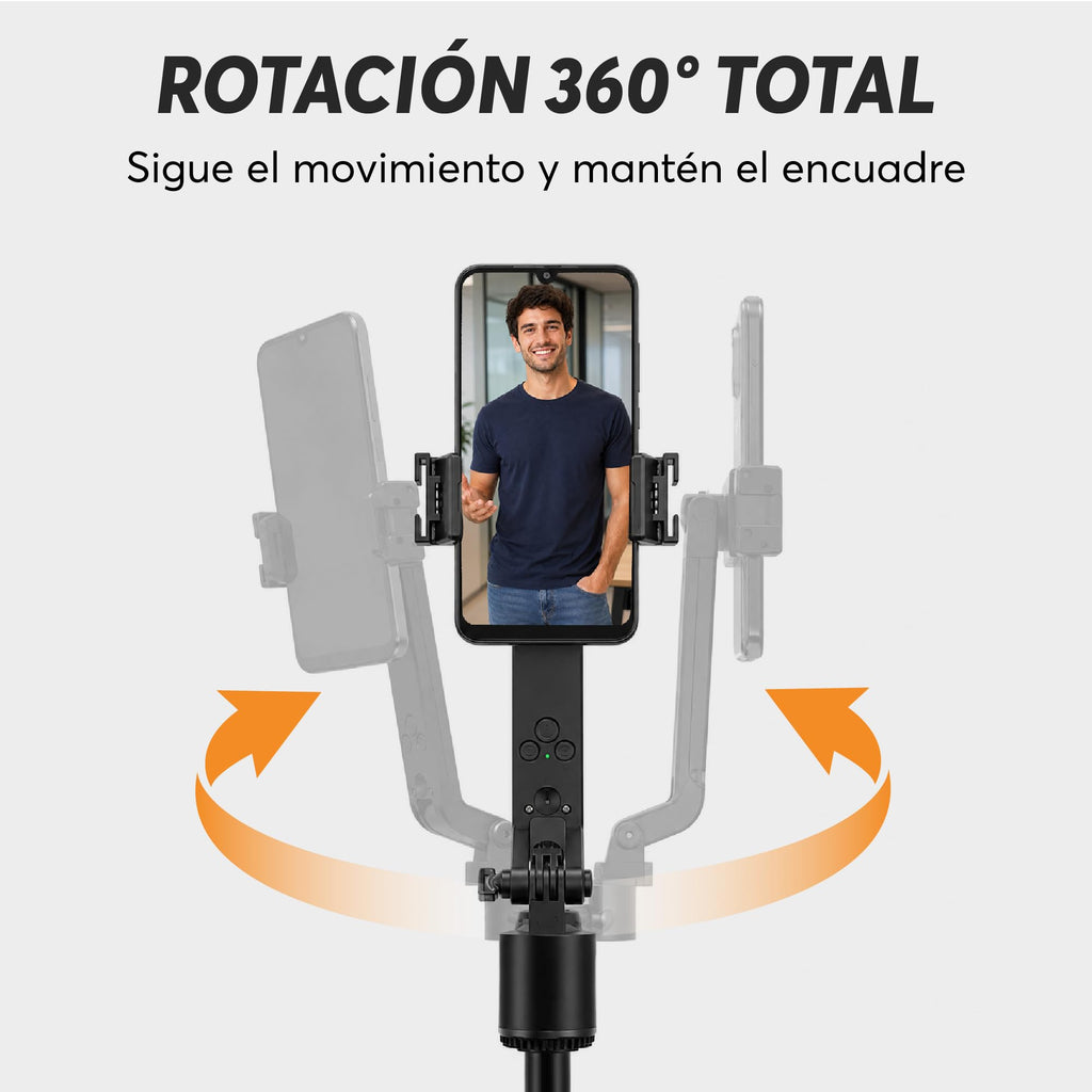 Trípode Selfie con Seguimiento Facial 360° y Control Remoto