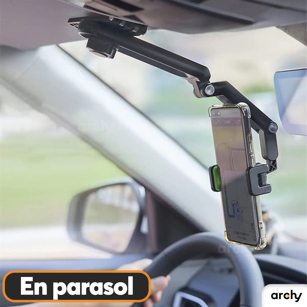 Soporte de Celular para Parasol de Auto con Brazo Articulado