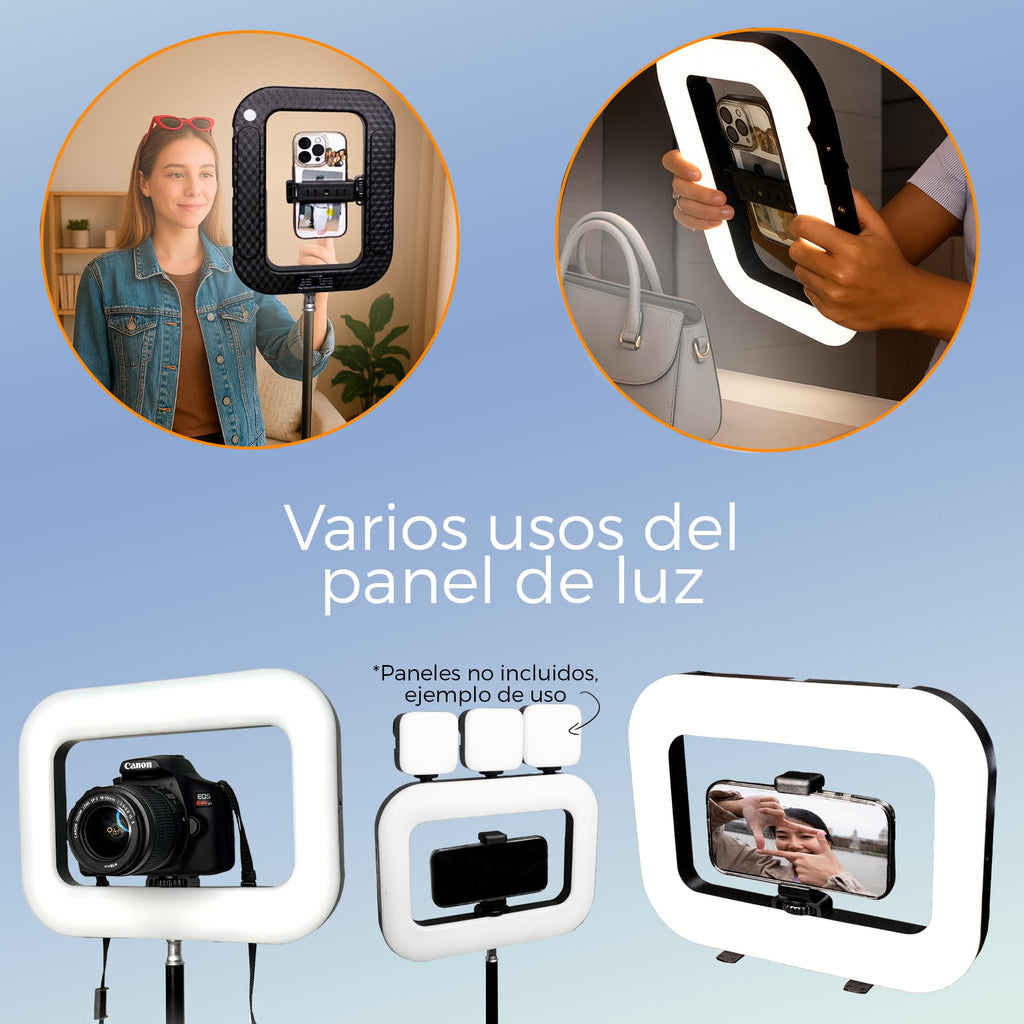 Panel de Luz LED de 11" con Tripié y Soporte Central para Celular