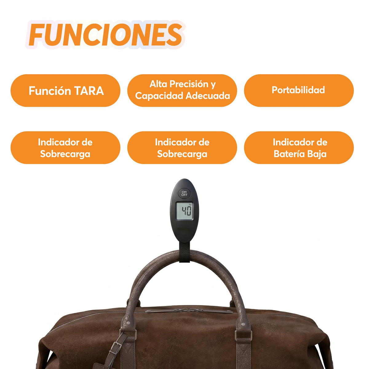 Báscula Digital para Maletas hasta 40 kg con Función Tara