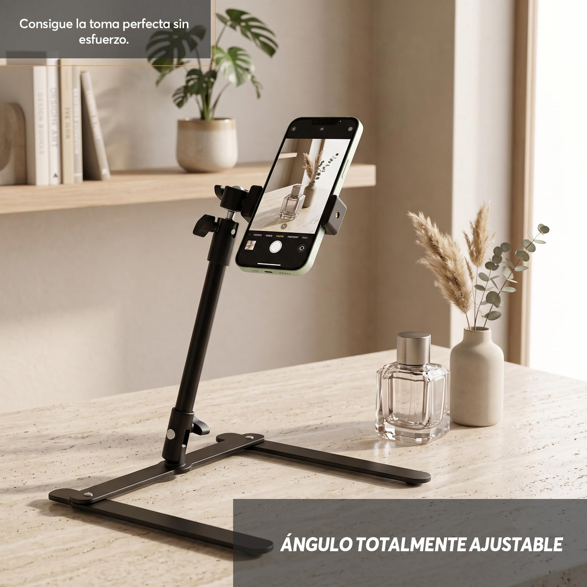 Soporte de Celular de Mesa Metálico con Vista Superior
