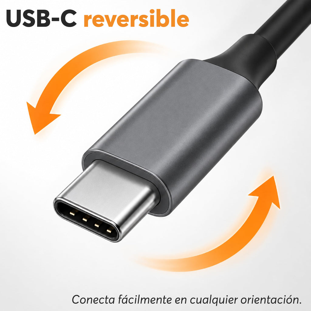 Hub USB-C 3 en 1 con HDMI, USB 3.0 y USB-C
