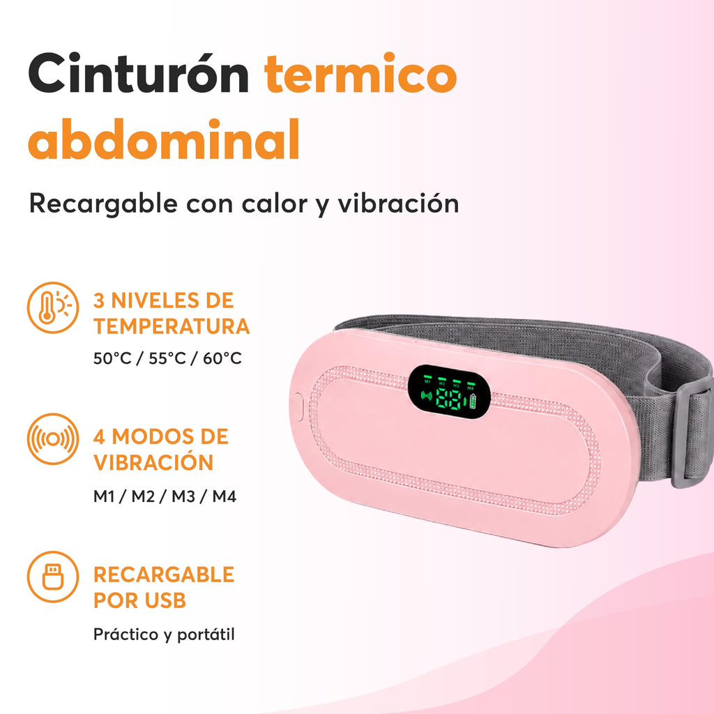 Cinturón Térmico Menstrual Recargable con Calor y Vibración