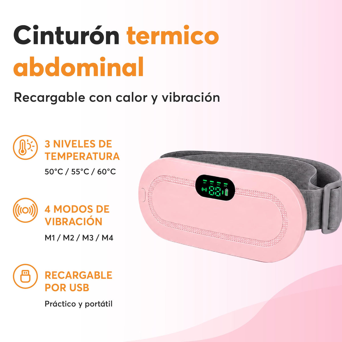 Cinturón Térmico Menstrual Recargable con Calor y Vibración
