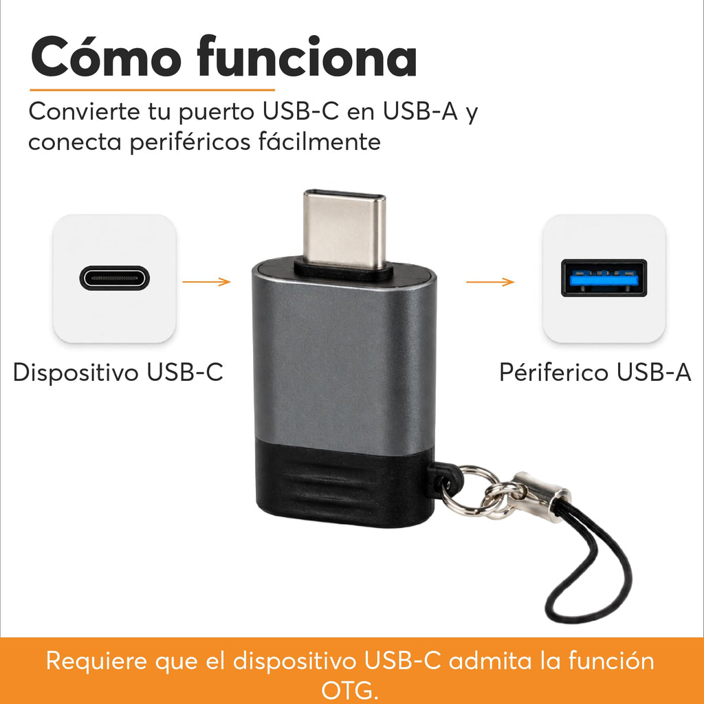 Adaptador USB-C a USB-A OTG (Paquete de 3 Piezas)
