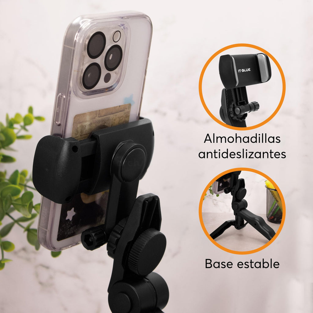 Trípode para Celular 2 en 1 con Mango y Rotación 360°