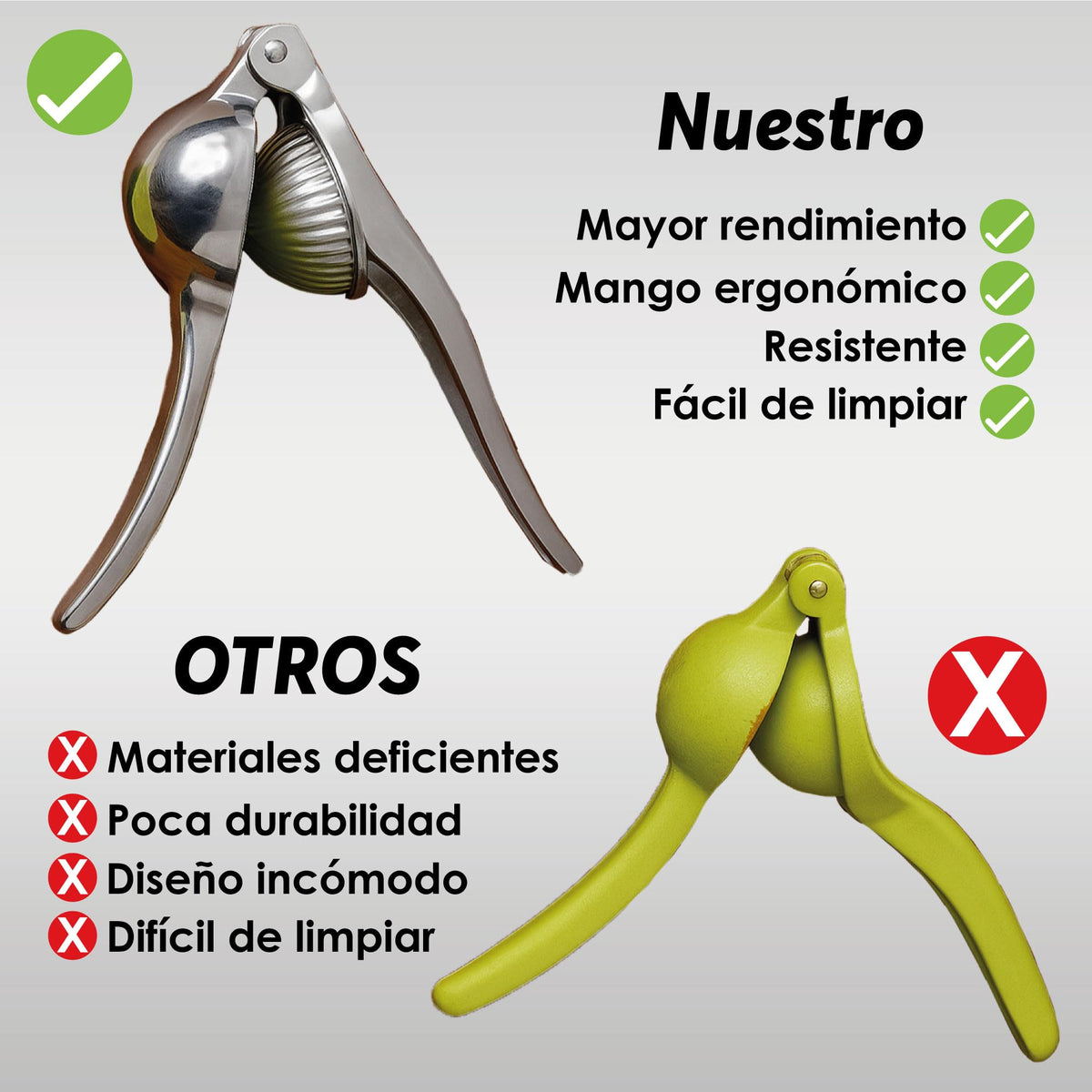 Exprimidor de Limones Extra Grande de Acero Inoxidable