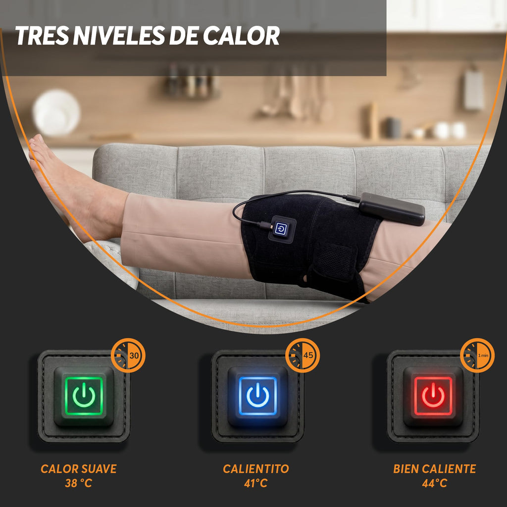Rodillera Térmica con 3 Niveles de Calor y Vibración USB