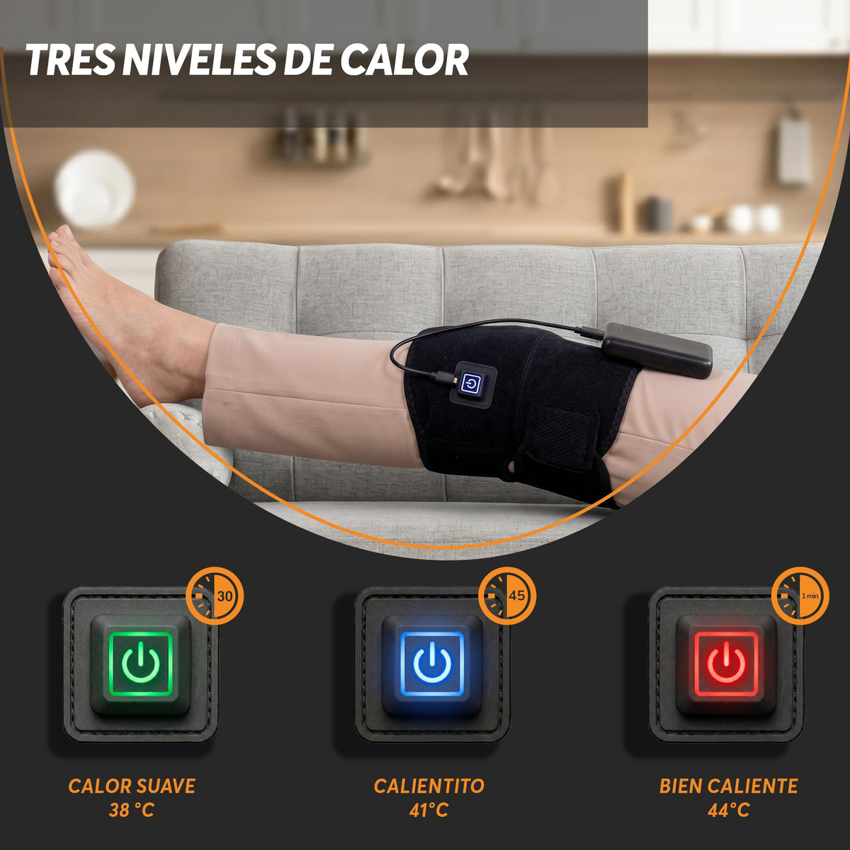 Rodillera Térmica con 3 Niveles de Calor y Vibración USB