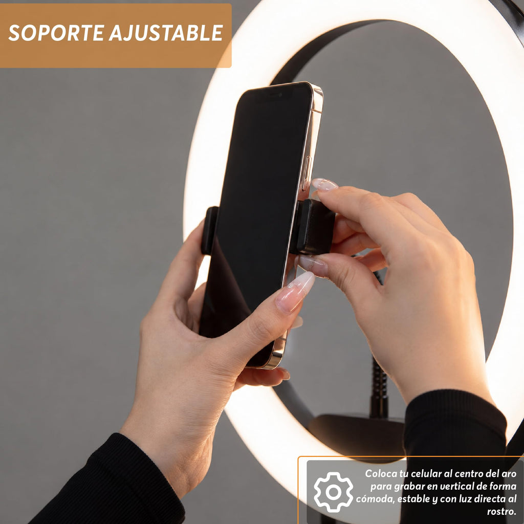 Aro de Luz LED con Tripié de 2 m y Soporte para Celular