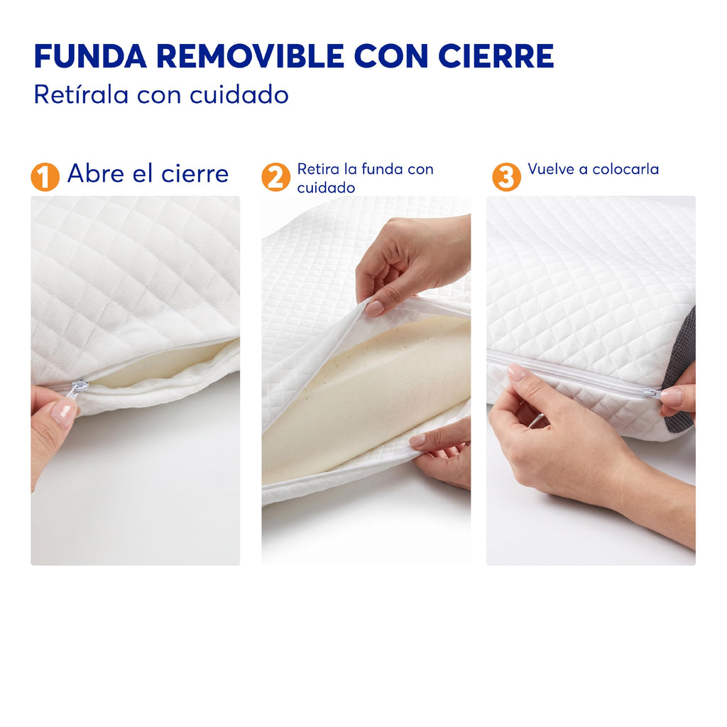 Almohada Cervical de Memory Foam con Funda Removible 60 x 31 cm