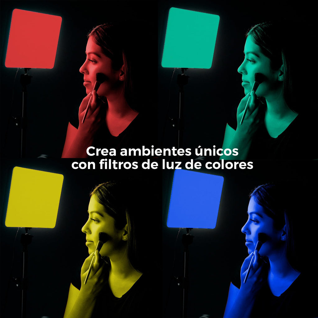 Panel de Luz LED de 8" con Tripié de 2 m y 4 Filtros de Color