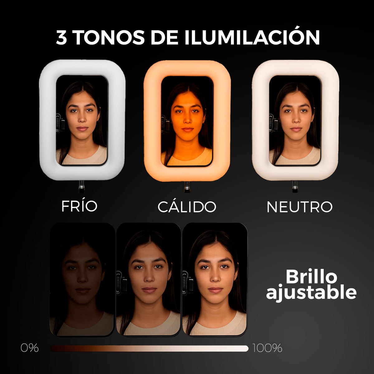 Panel de Luz LED de 11" con Tripié y Soporte Central para Celular