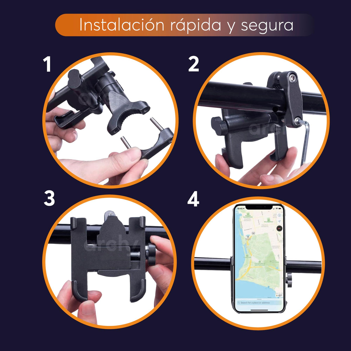 Soporte de Celular para Moto y Bici Metálico Antivibración