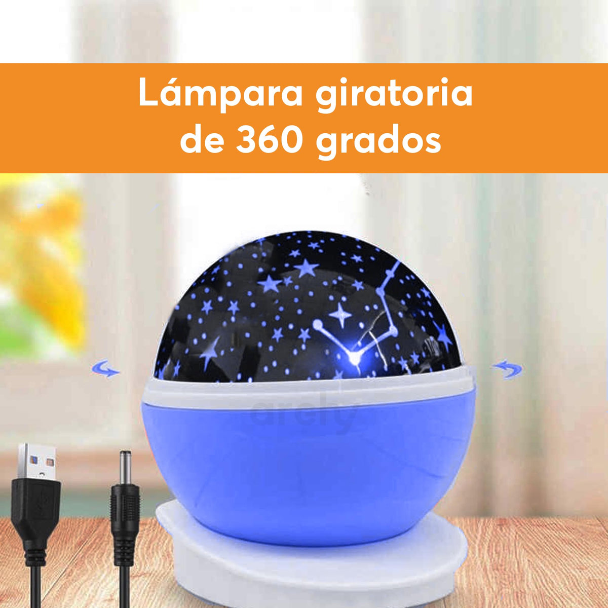 Proyector de Estrellas Giratorio 360° Luz de Noche USB