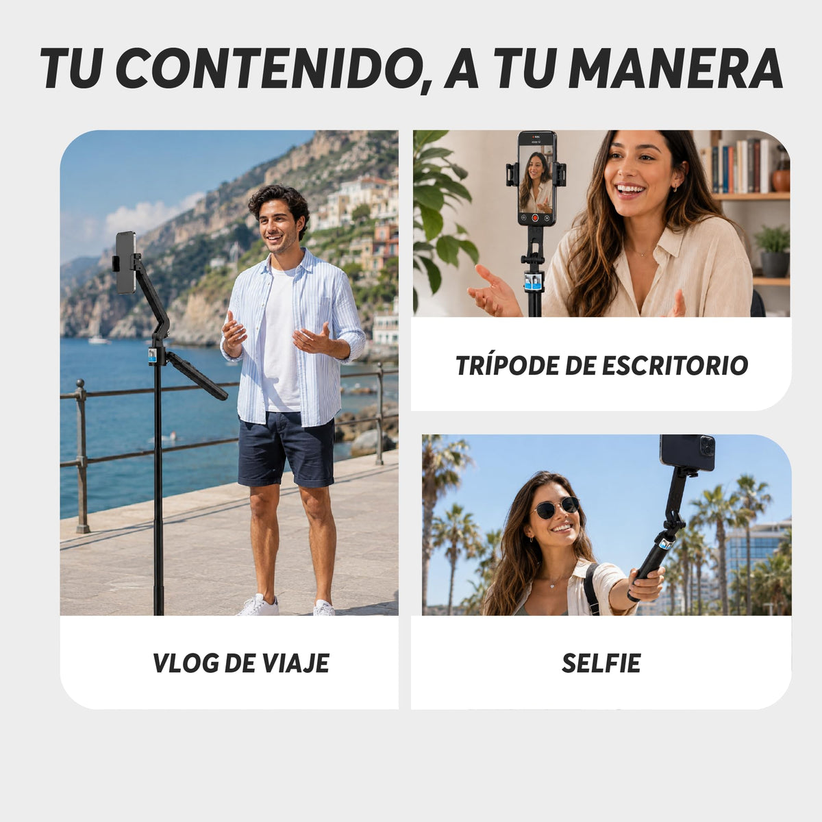 Trípode Selfie con Seguimiento Facial 360° y Control Remoto