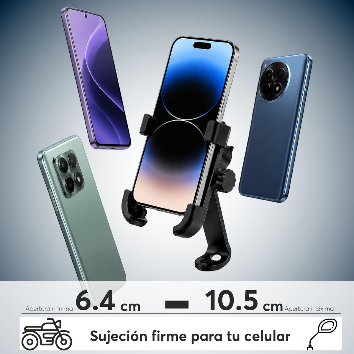 Soporte de Celular para Moto y Bici Metálico con Rotación 360°