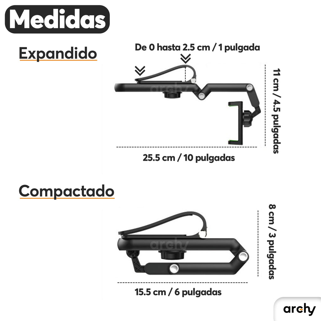 Soporte de Celular para Parasol de Auto con Brazo Articulado