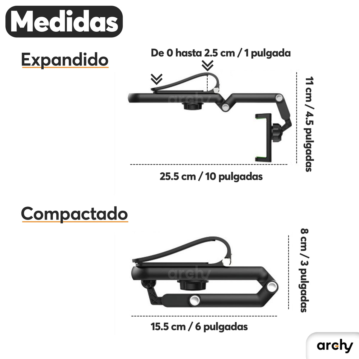 Soporte de Celular para Parasol de Auto con Brazo Articulado