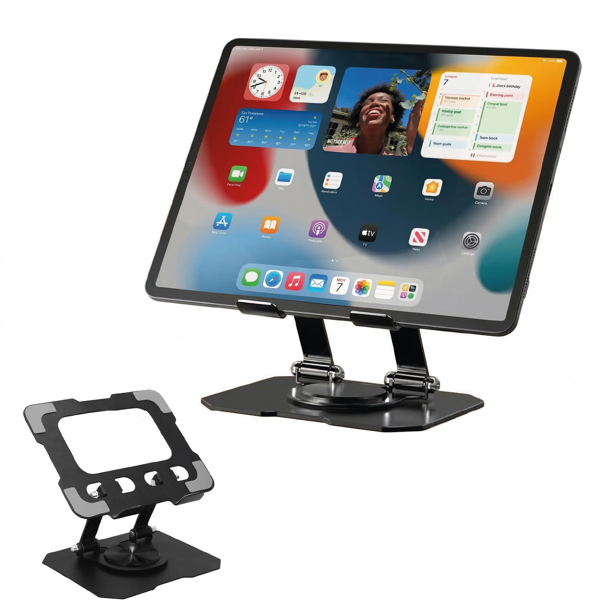 Base Soporte para Tablet de Aluminio Plegable y Giratoria