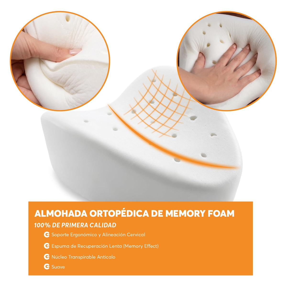 Almohada Ortopédica para Piernas y Rodillas de Memory Foam