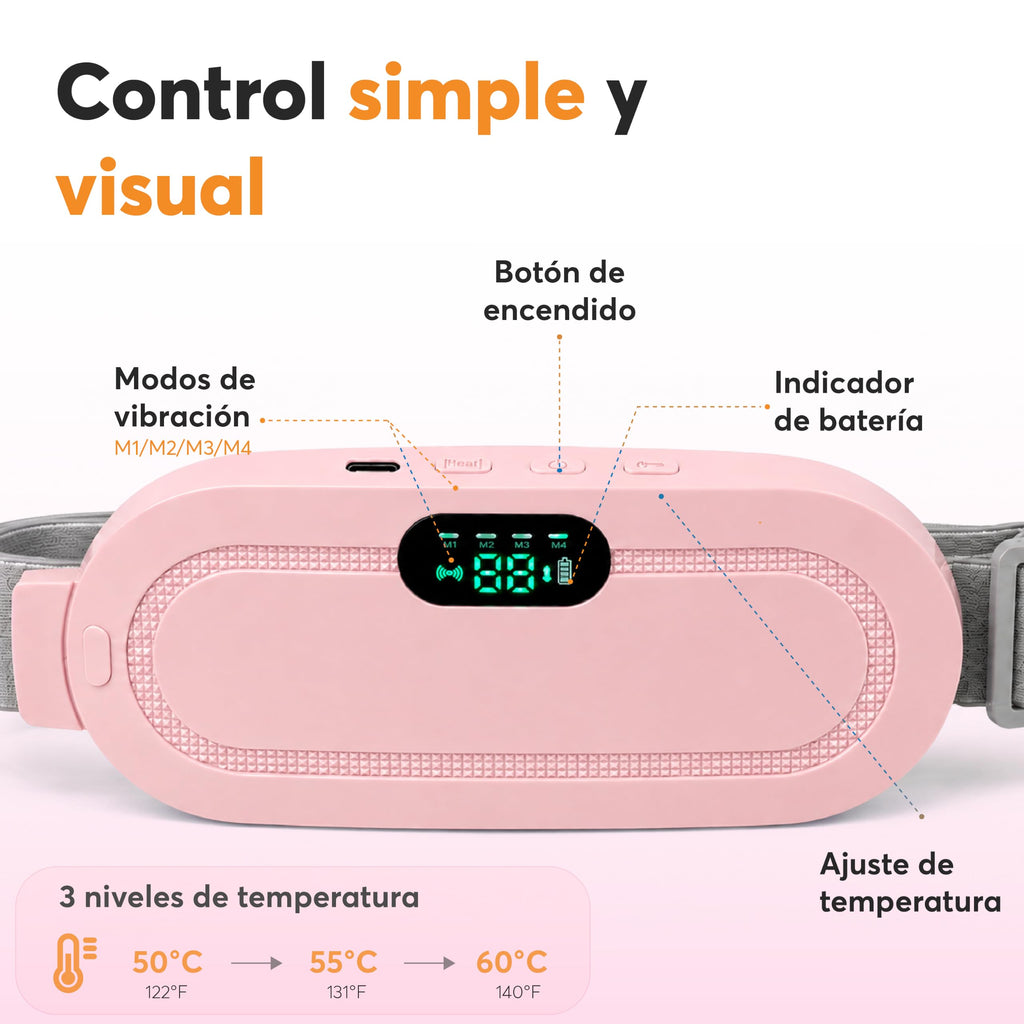 Cinturón Térmico Menstrual Recargable con Calor y Vibración