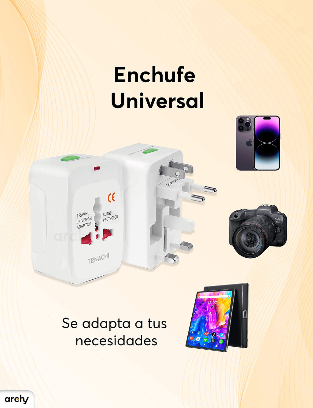 Adaptador Universal de Viaje (Paquete de 2 Piezas)