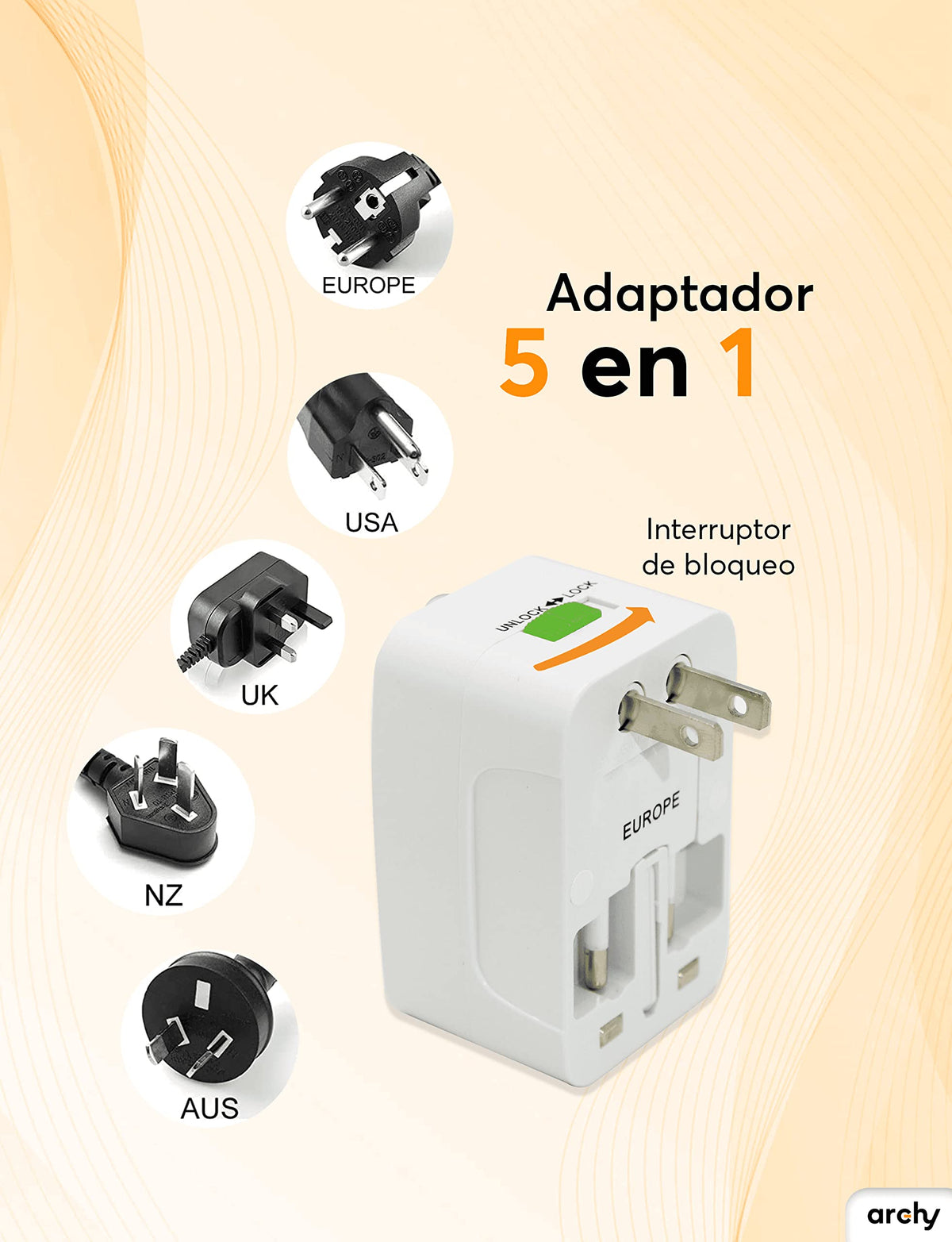 Adaptador Universal de Viaje (Paquete de 2 Piezas)