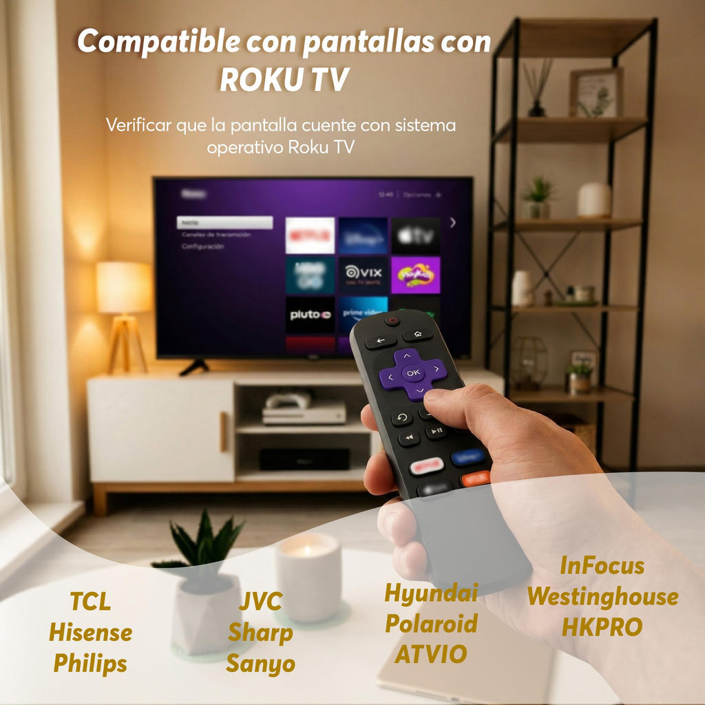 Archy Control Remoto compatible con pantallas Roku TV (RTV)