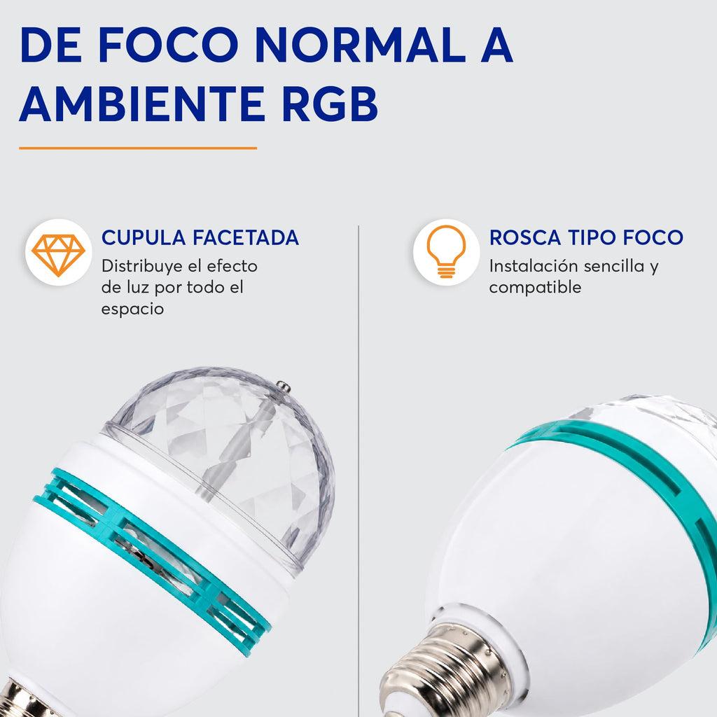 Foco LED Giratorio de Colores RGB (2 Piezas)