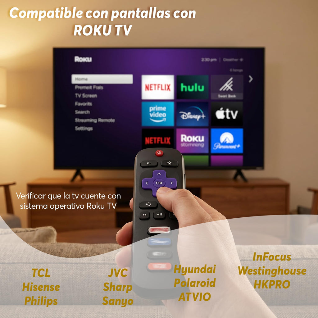 Archy Control Remoto compatible con pantallas Roku TV (RTV2)