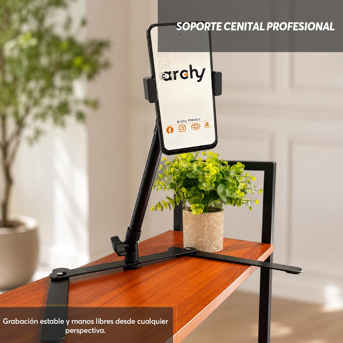 Soporte de Celular de Mesa Metálico con Vista Superior