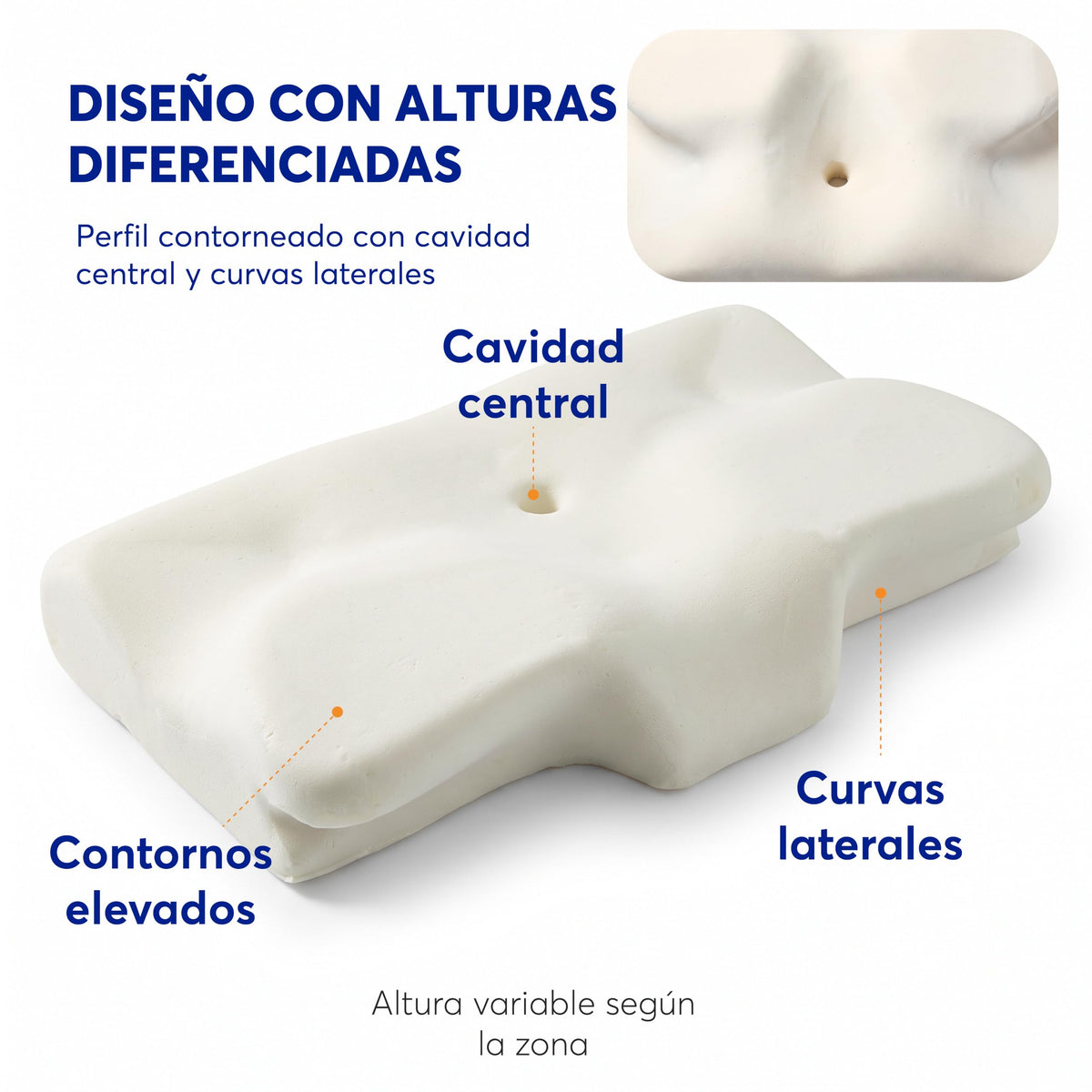 Almohada Cervical de Memory Foam con Funda Removible 60 x 31 cm