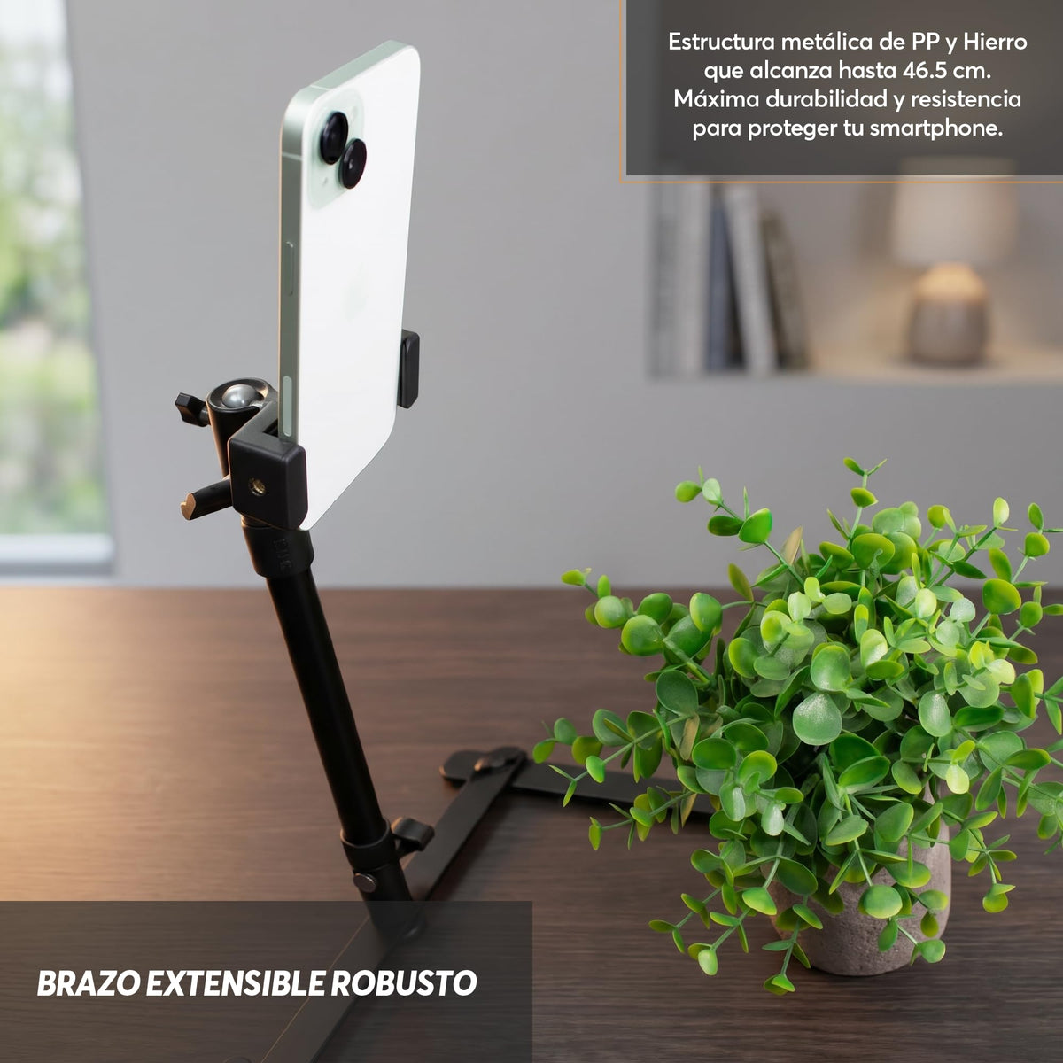 Soporte de Celular de Mesa Metálico con Vista Superior