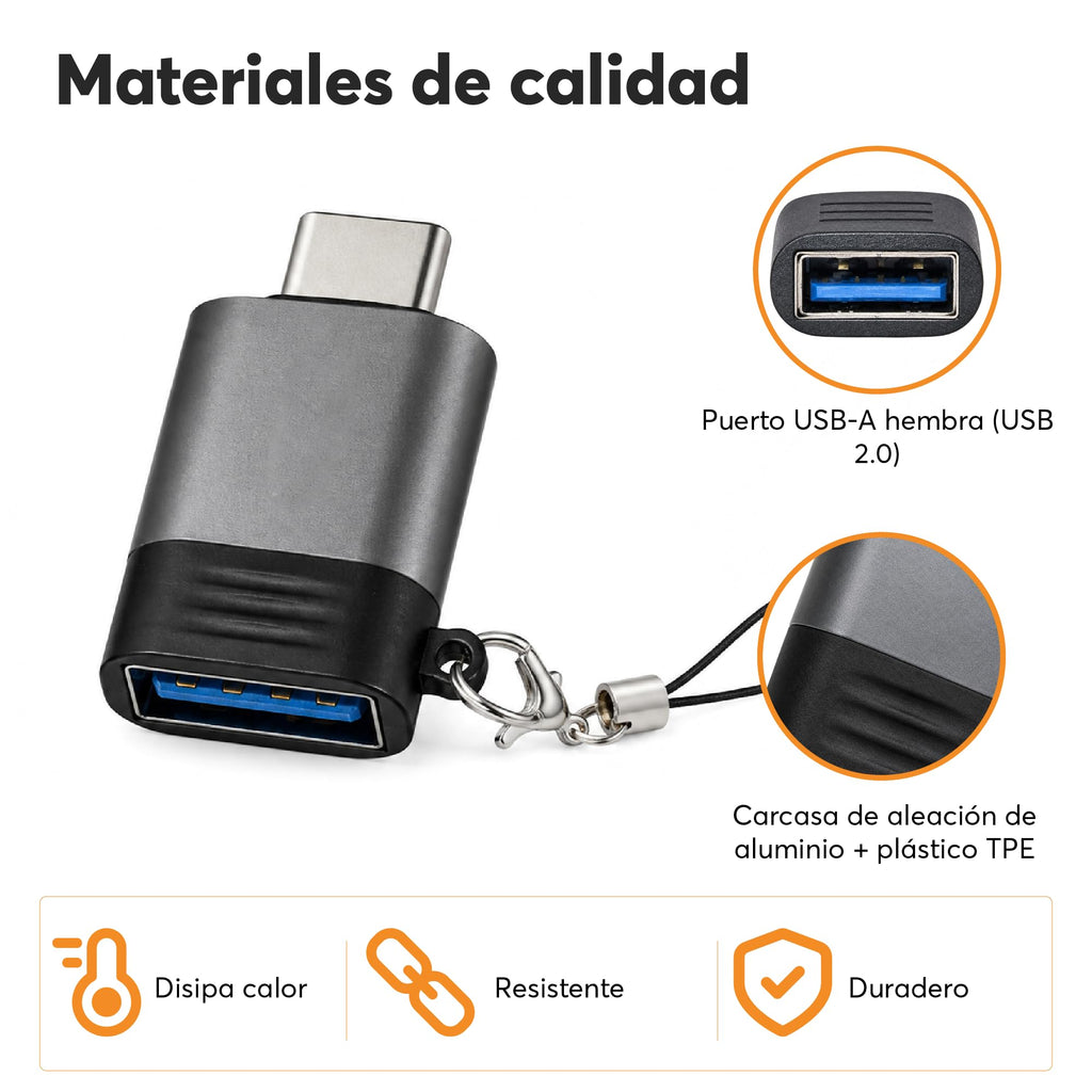 Adaptador USB-C a USB-A OTG (Paquete de 3 Piezas)