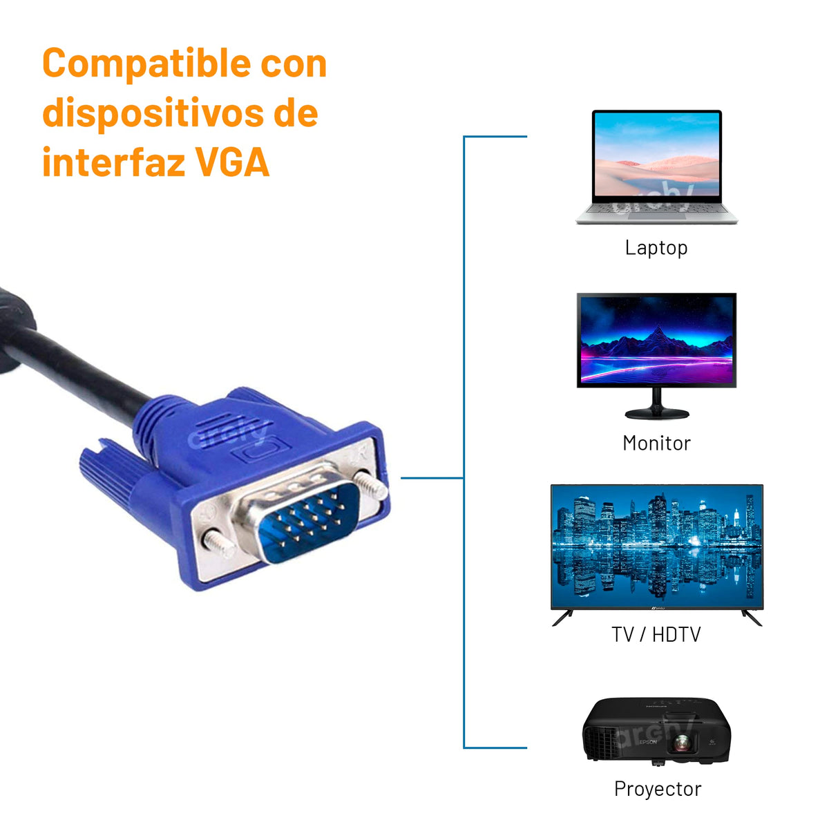 Cable VGA a VGA Macho a Macho 1080p de 3 y 5 m