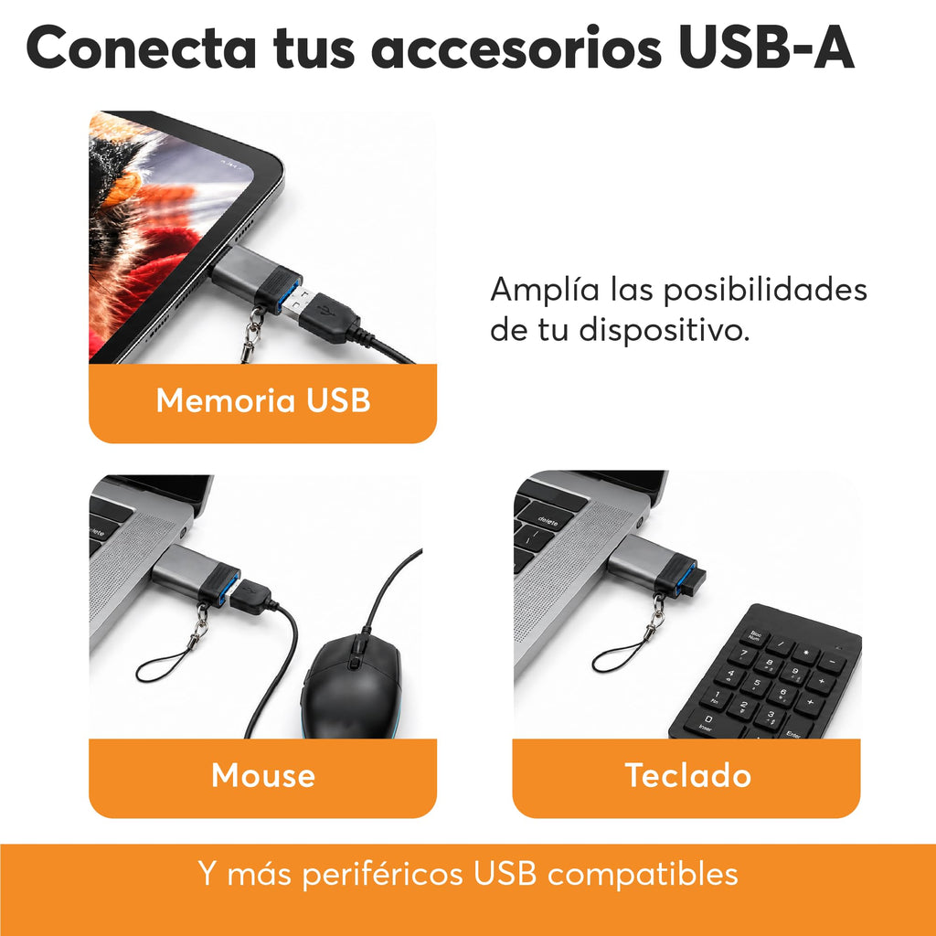 Adaptador USB-C a USB-A OTG (Paquete de 3 Piezas)