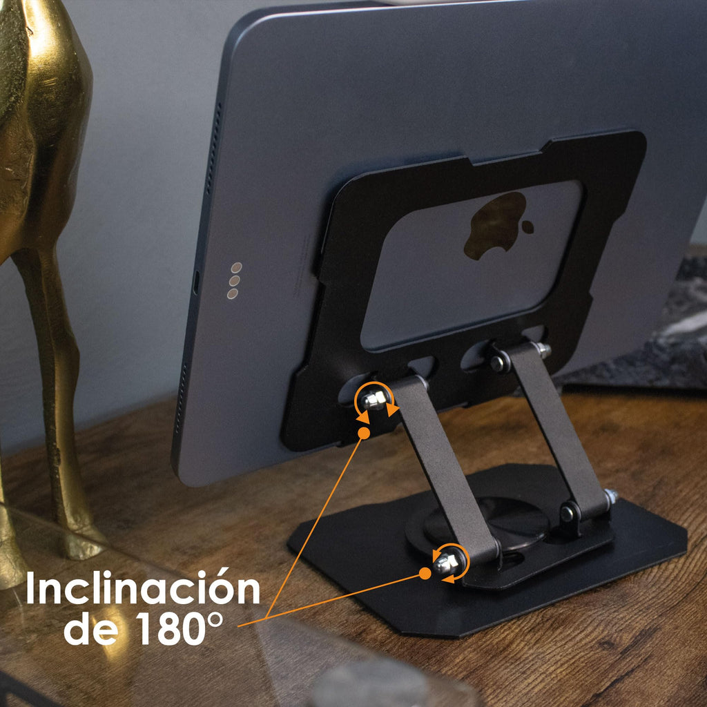 Base Soporte para Tablet de Aluminio Plegable y Giratoria