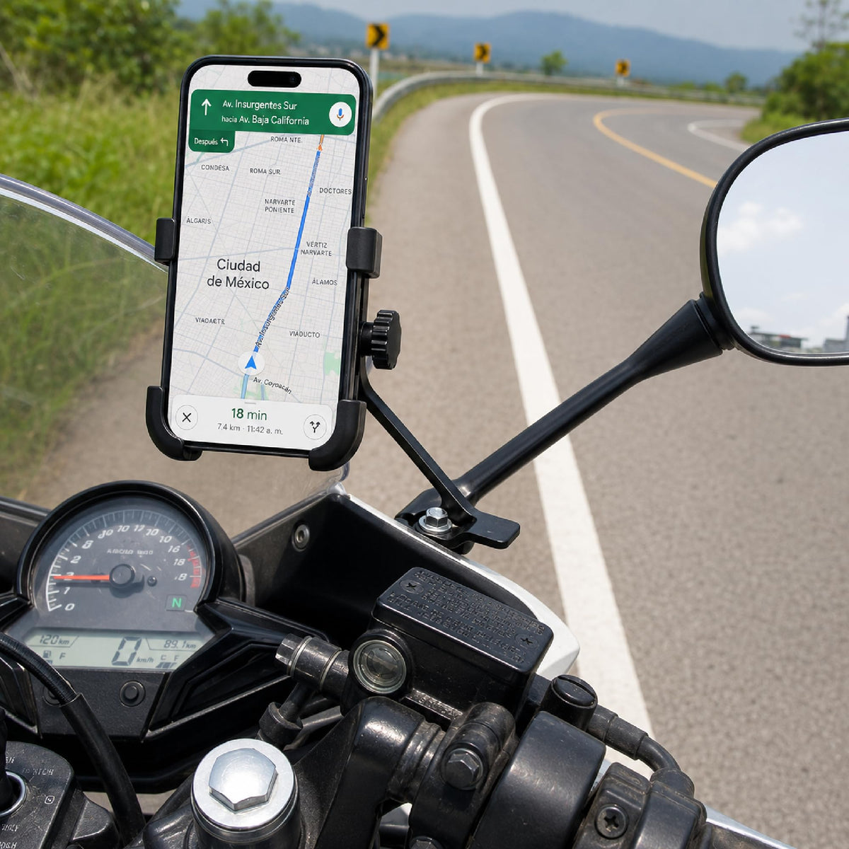 Soporte de Celular para Moto y Bici Metálico con Rotación 360°