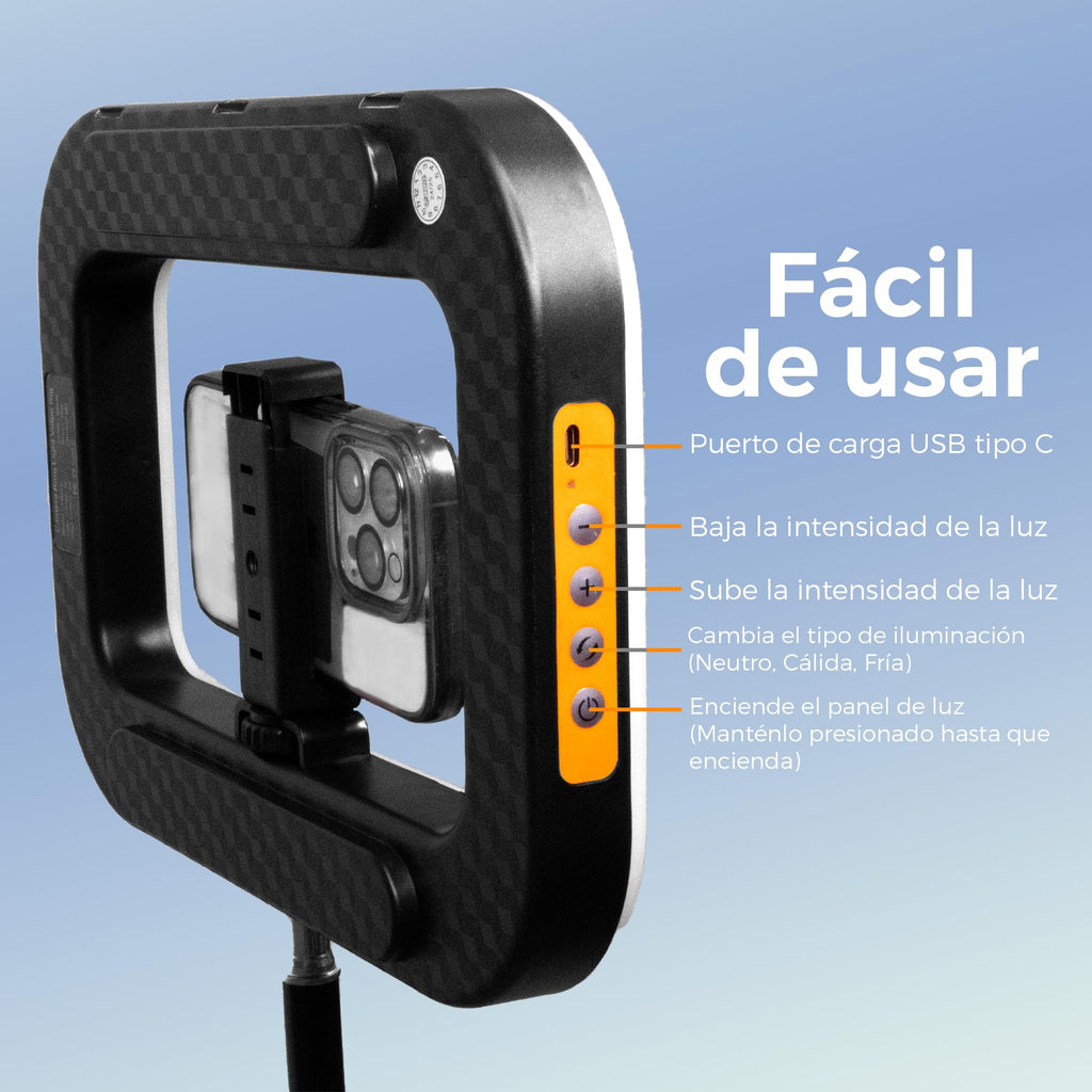Panel de Luz LED de 11" con Tripié y Soporte Central para Celular