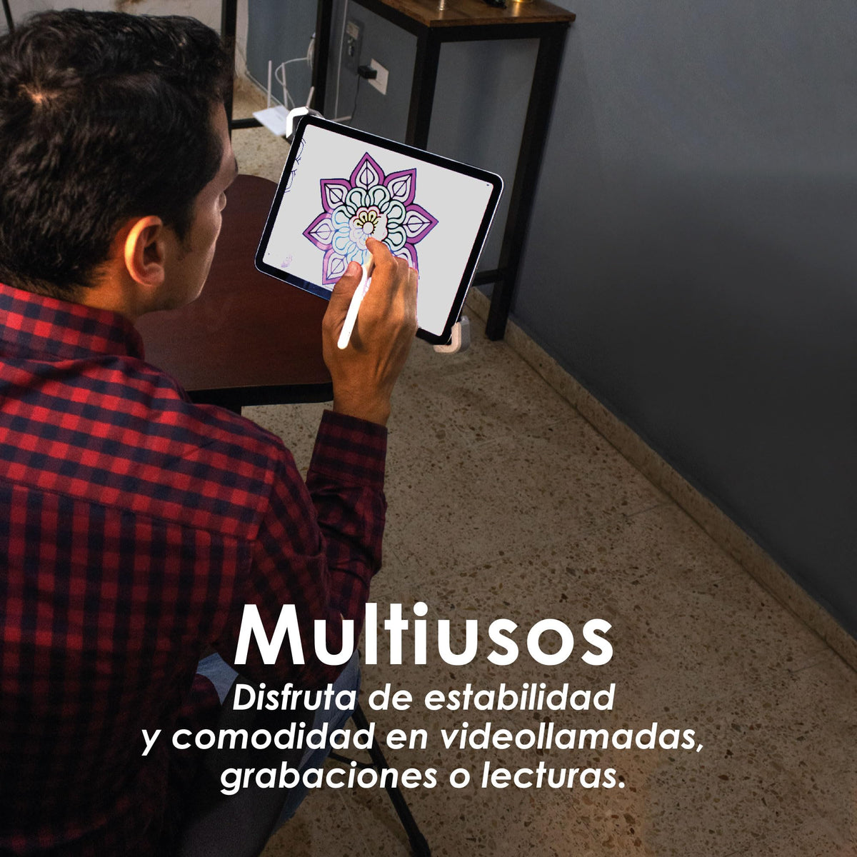 Tripié Soporte para Tablet de 7 a 12" con Altura Ajustable