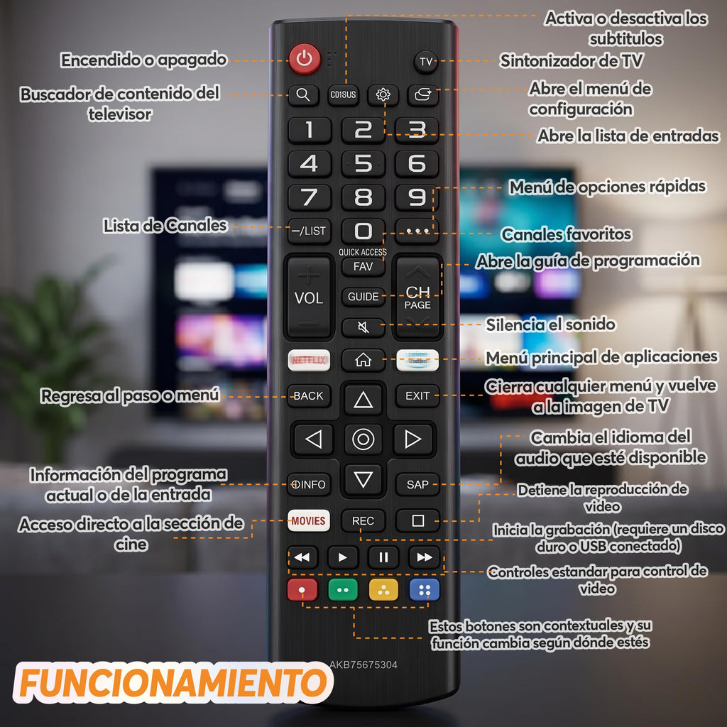 Archy Control Remoto compatible con LG Smart TV con Apps (CLG2)