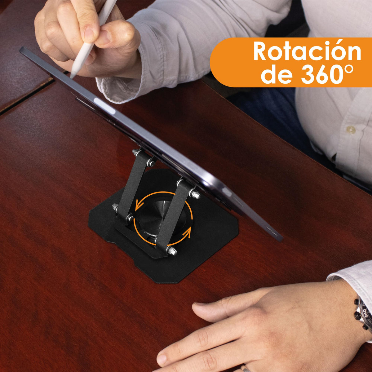 Base Soporte para Tablet de Aluminio Plegable y Giratoria