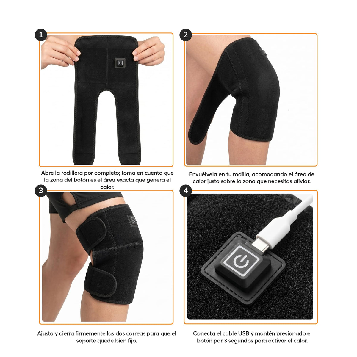 Rodillera Térmica con 3 Niveles de Calor y Vibración USB