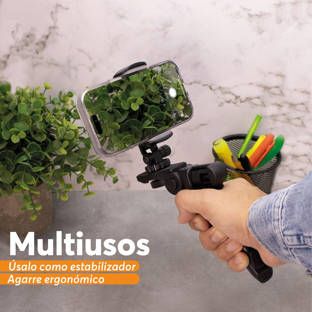 Trípode para Celular 2 en 1 con Mango y Rotación 360°