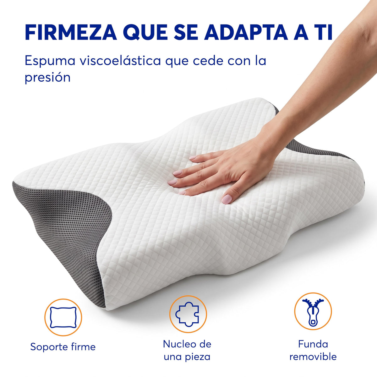 Almohada Cervical de Memory Foam con Funda Removible 60 x 31 cm