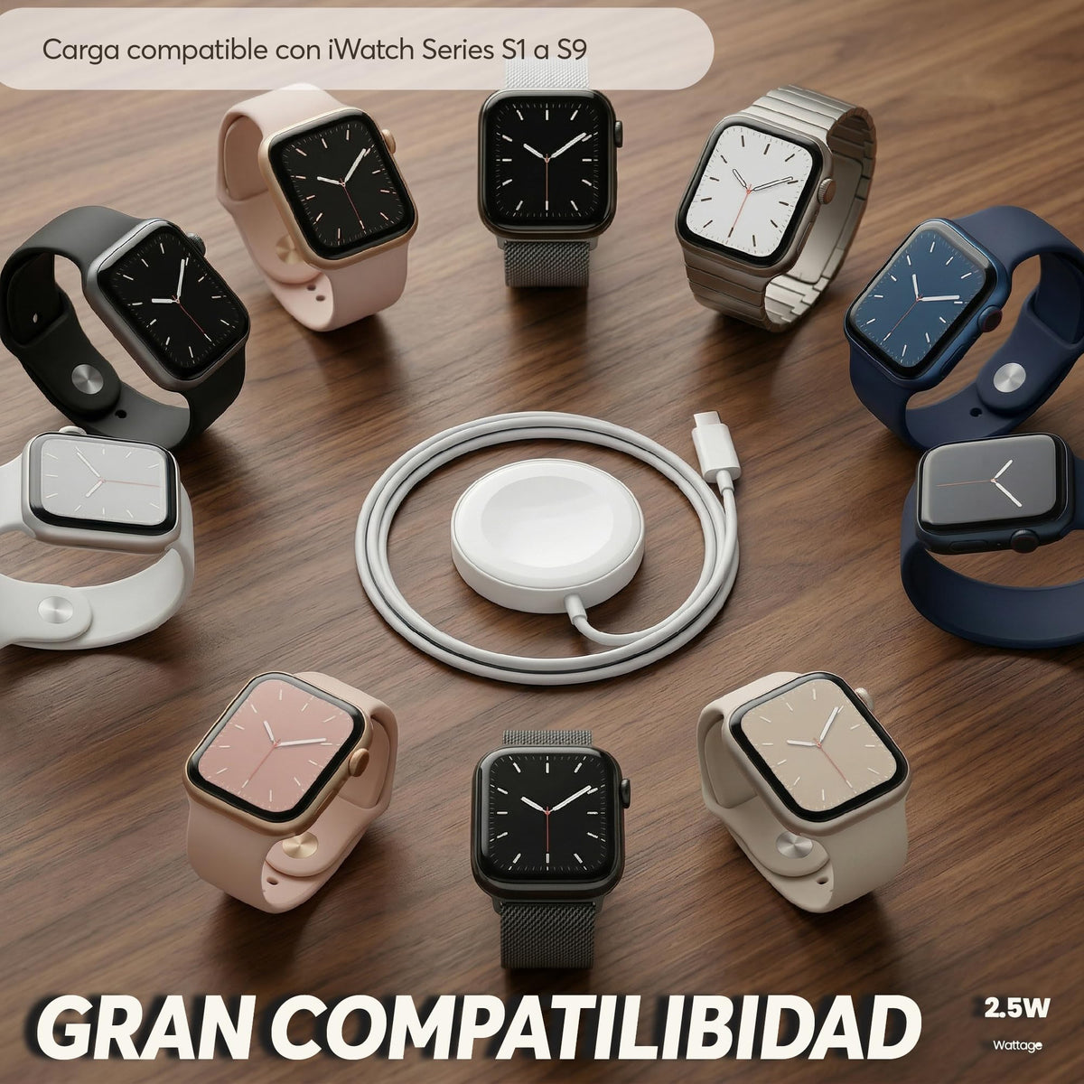 Cargador Magnético USB-C para Apple Watch Series 1 a 9 y SE